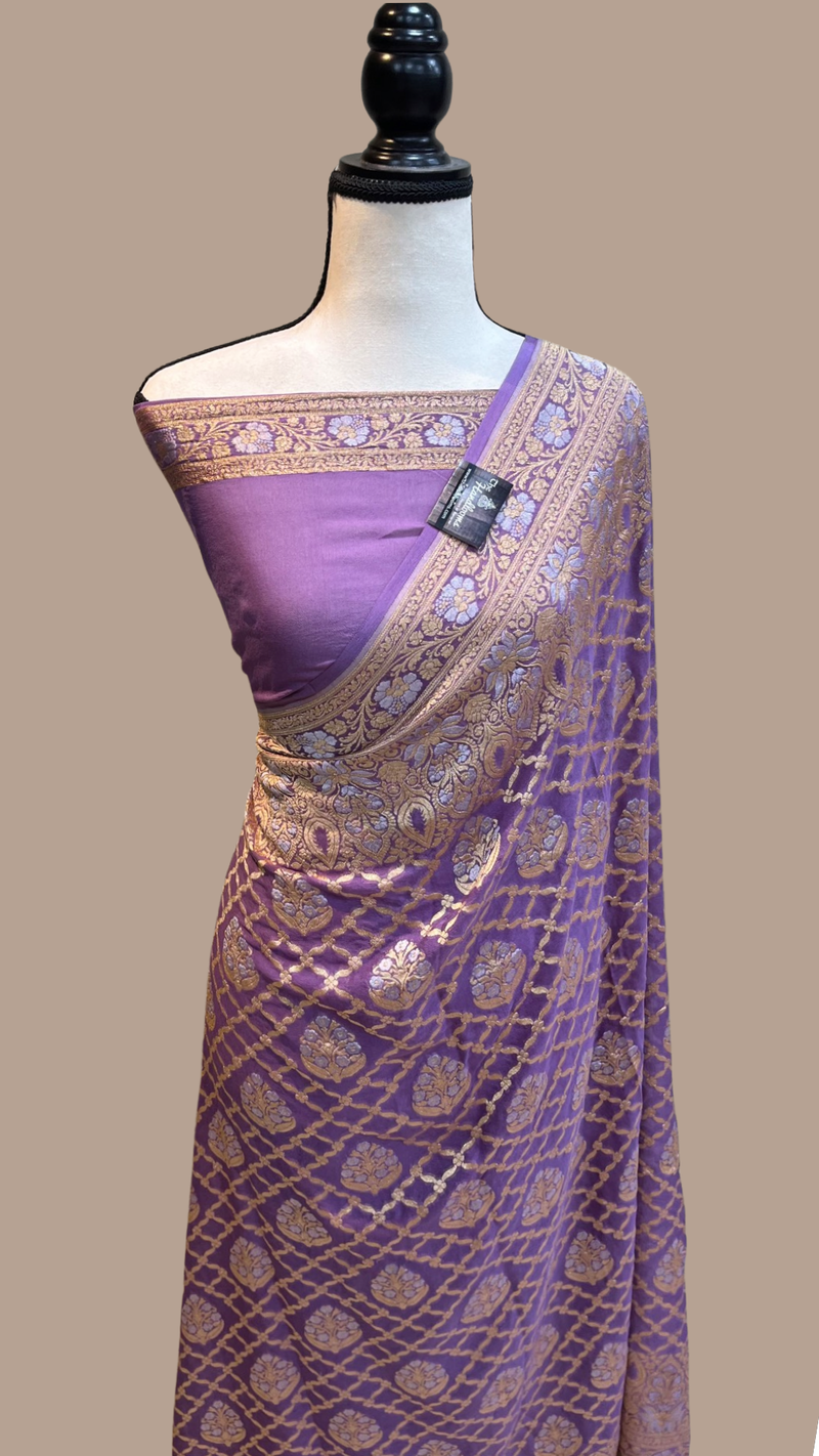 Khaddi Georgette Handloom Banarasi Saree - Sona Roopa - The Handlooms
