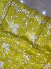 Pure Organza Chikankari Handloom Banarasi Saree - The Handlooms