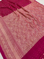 Pure Khaddi Georgette Handloom Banarasi Saree - Gold zari - The Handlooms