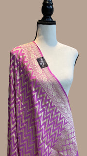 Pure Khaddi Georgette Dupatta - water zari - The Handlooms
