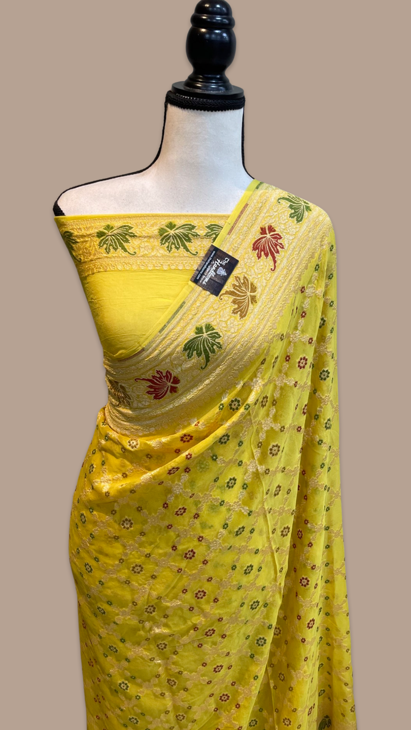Pure Georgette Banarasi Handloom Saree - with meenakari work - The Handlooms
