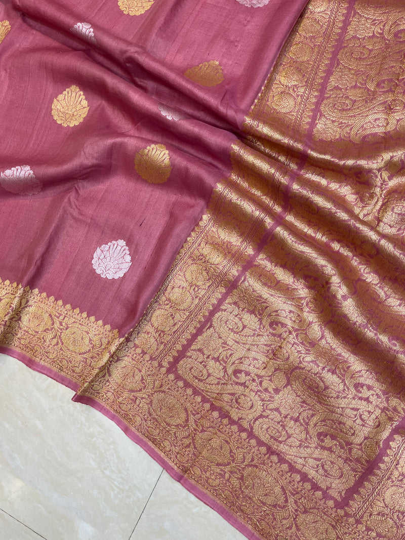 Tussar Georgette Handloom Banarasi Saree - All over kadua work - The Handlooms