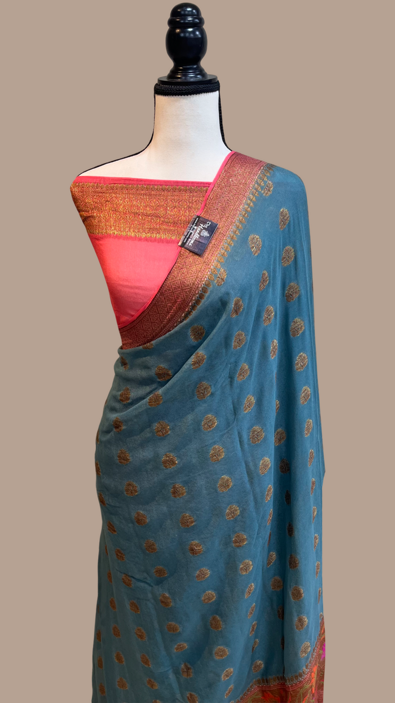 Pure Chiffon Khaddi Banarasi Saree - The Handlooms