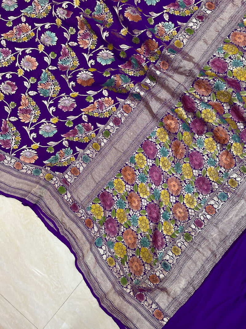 Khaddi Georgette Banarasi Saree - water zari - The Handlooms
