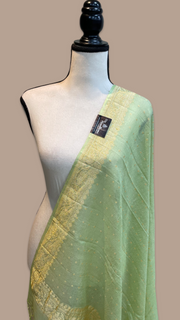 Pure Tussar Georgette Handwoven Dupatta -Gold zari - The Handlooms