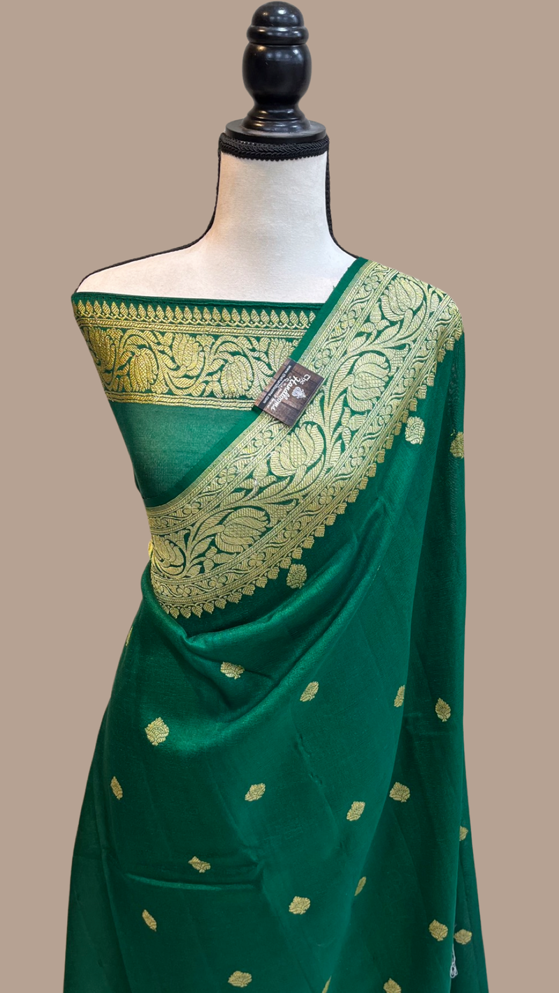 Tussar Georgette Handloom Banarasi Saree - All over kadua work - The Handlooms