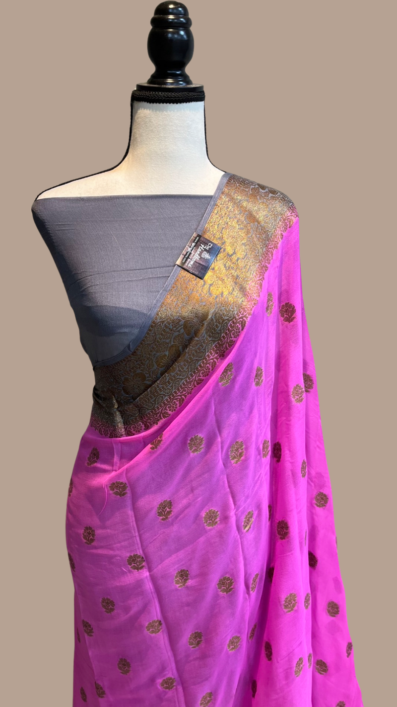 Pure Chiffon Khaddi Banarasi Saree - The Handlooms