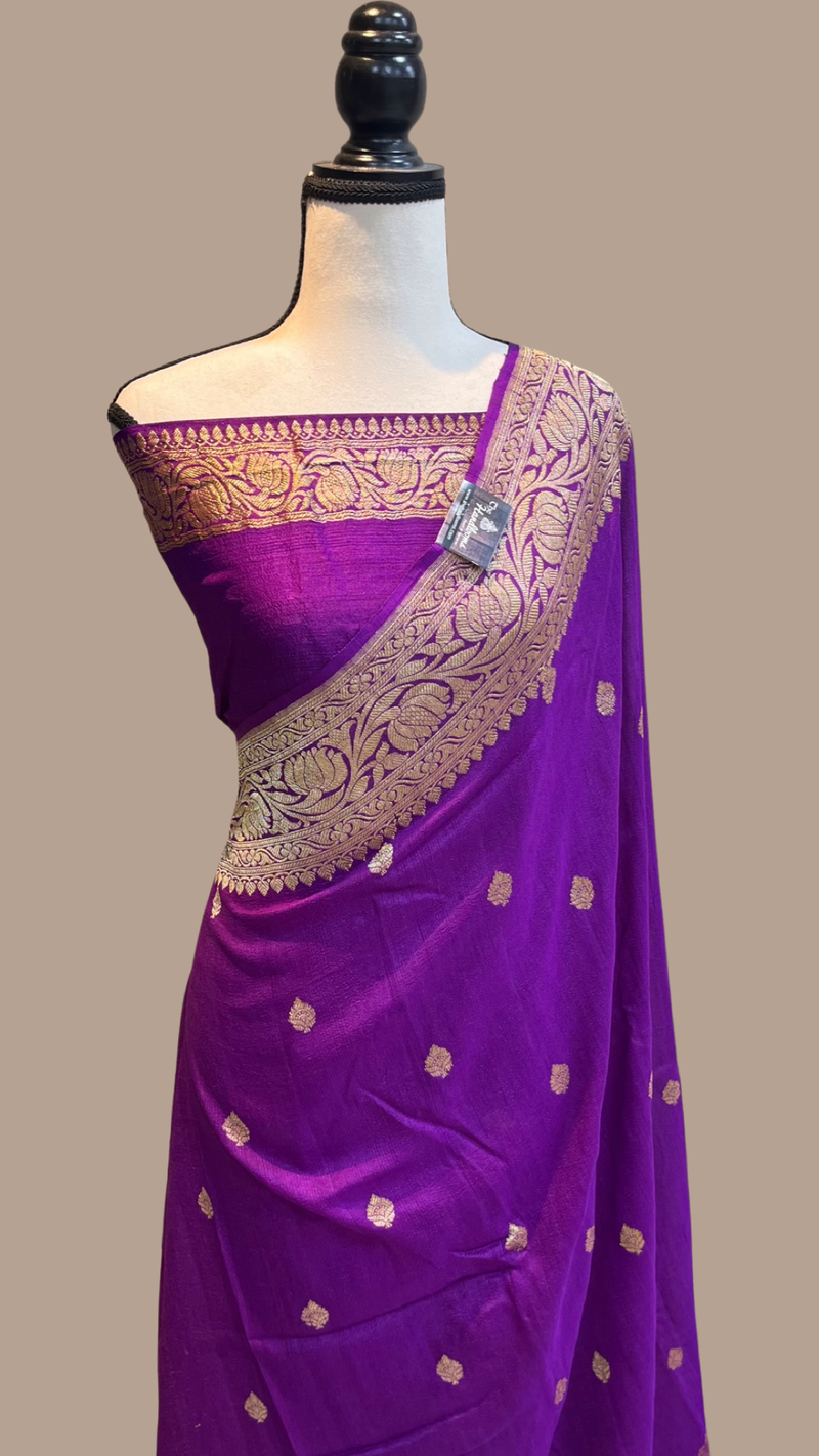 Tussar Georgette Handloom Banarasi Saree - All over kadua work - The Handlooms