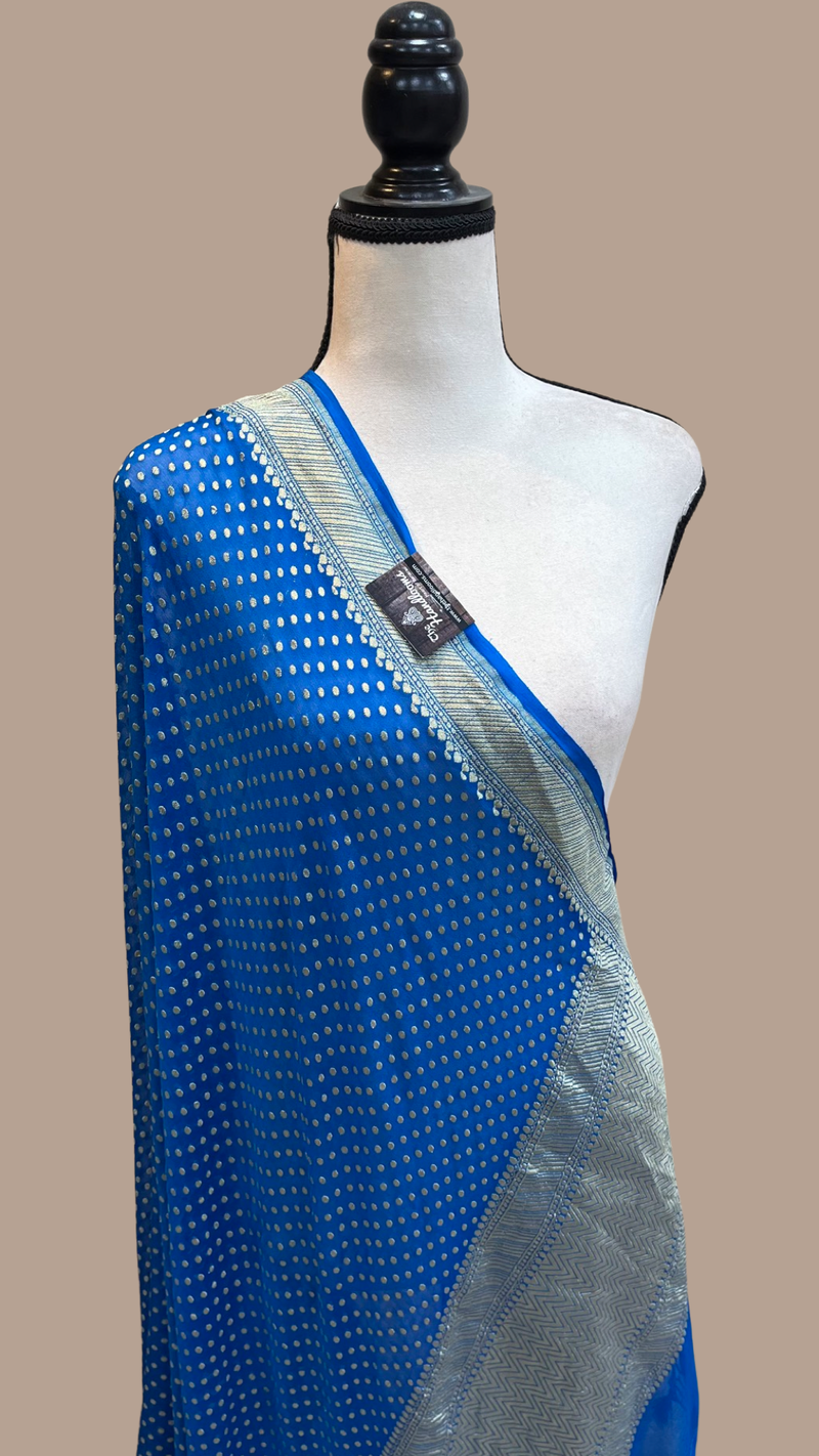 Pure Khaddi Georgette Dupatta - water zari - The Handlooms