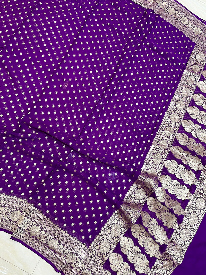 Pure Khaddi Georgette Dupatta - water zari - The Handlooms