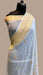 White Pure Georgette Banarasi Saree - Gold zari - The Handlooms