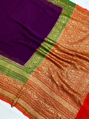 Khaddi Georgette Banarasi Saree -  Antique zari - The Handlooms