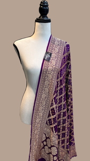 Pure Georgette Banarasi Bandhej Handloom Dupatta - The Handlooms