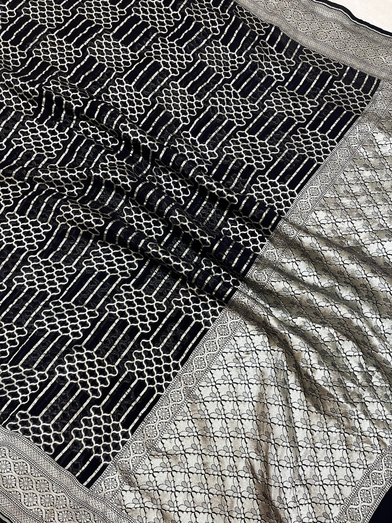 Khaddi Georgette Handloom Banarasi Saree - The Handlooms