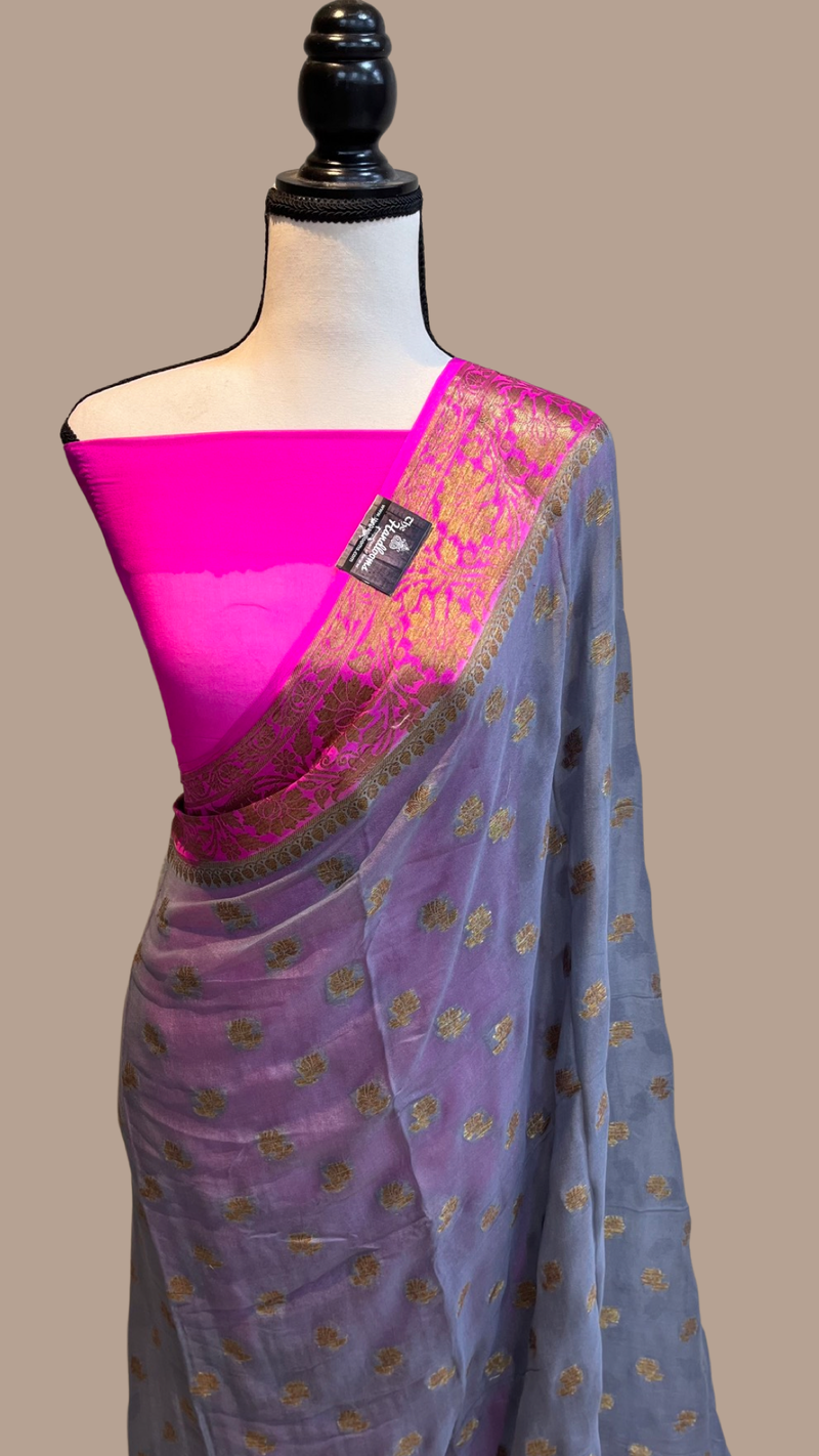 Pure Chiffon Khaddi Banarasi Saree - The Handlooms