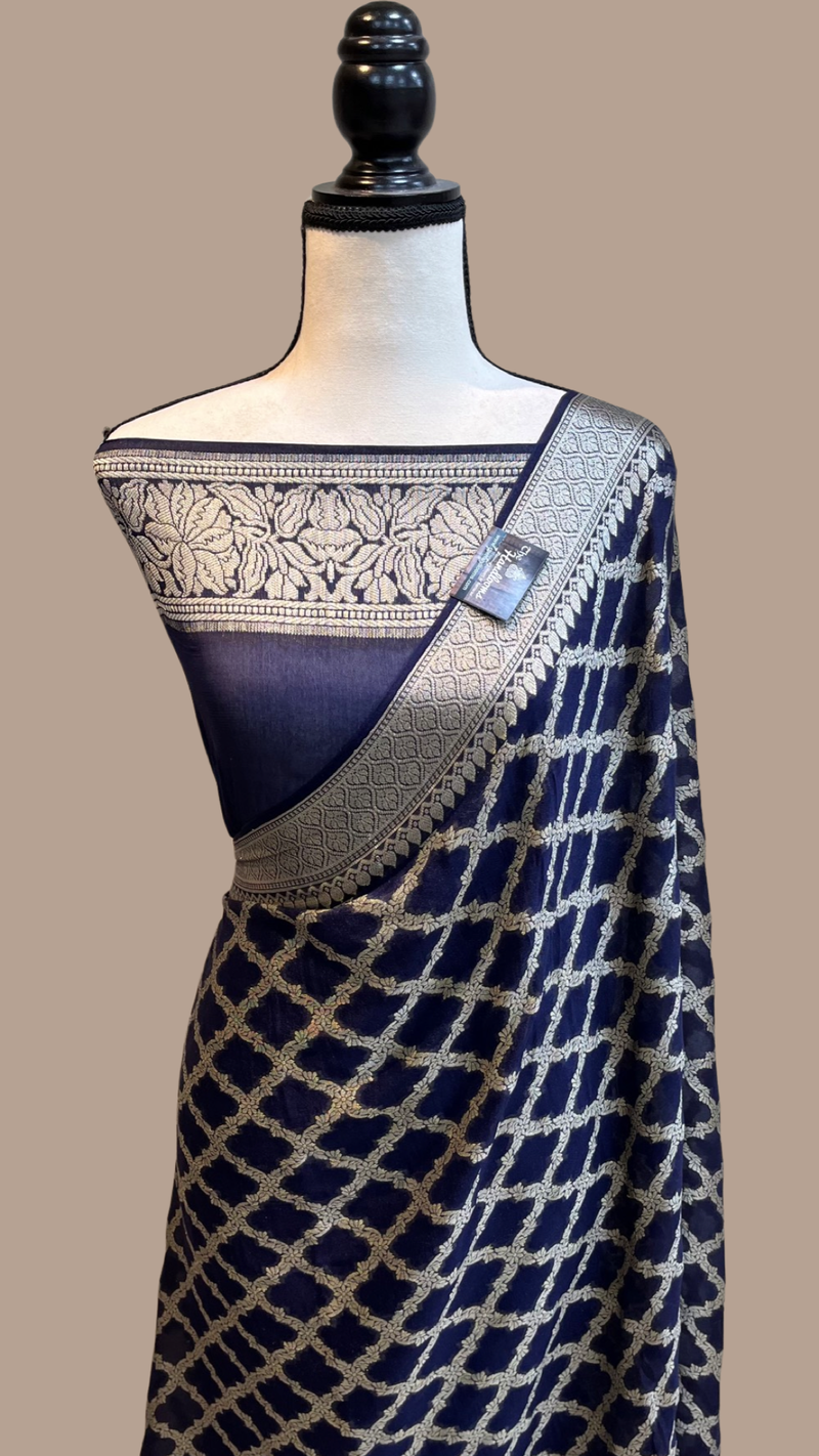 Pure Chiffon Khaddi Banarasi Saree - The Handlooms