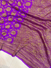 Khaddi Georgette Banarasi Saree -  Antique zari - The Handlooms