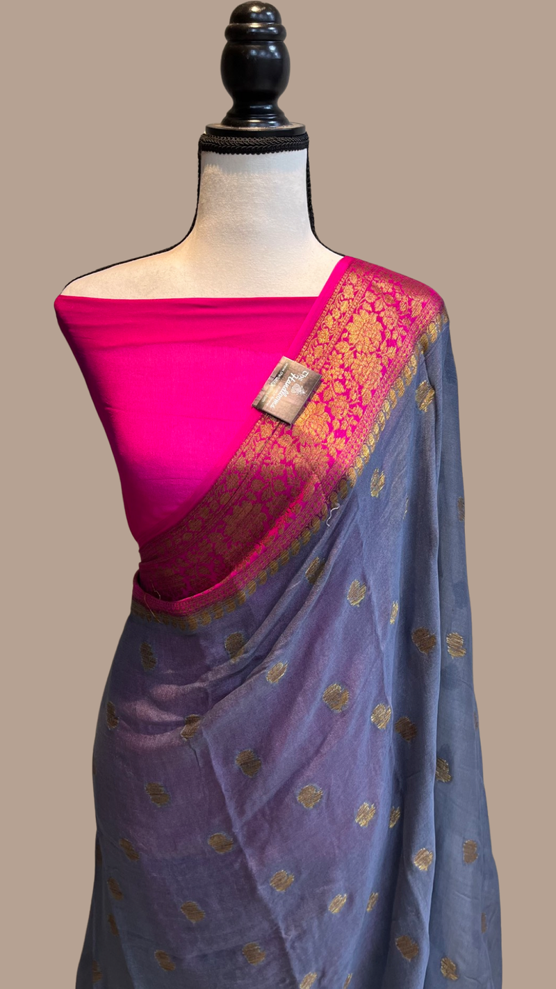 Pure Chiffon Khaddi Banarasi Saree - The Handlooms
