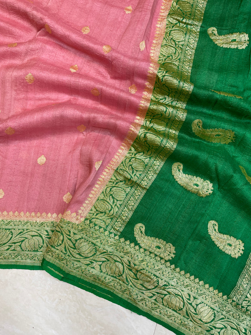 Tussar Georgette Handloom Banarasi Saree - All over kadua work - The Handlooms
