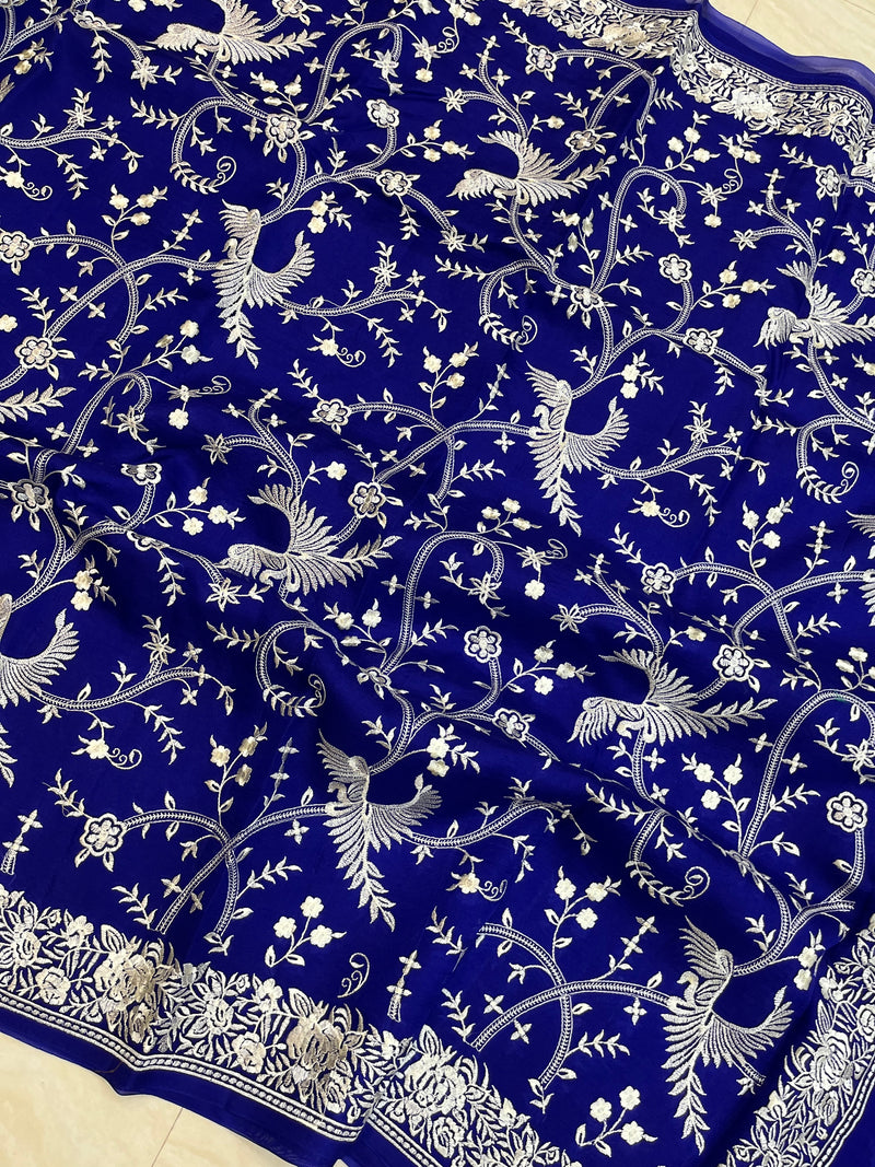 Pure organza Chikankari Handloom Banarasi Saree - The Handlooms