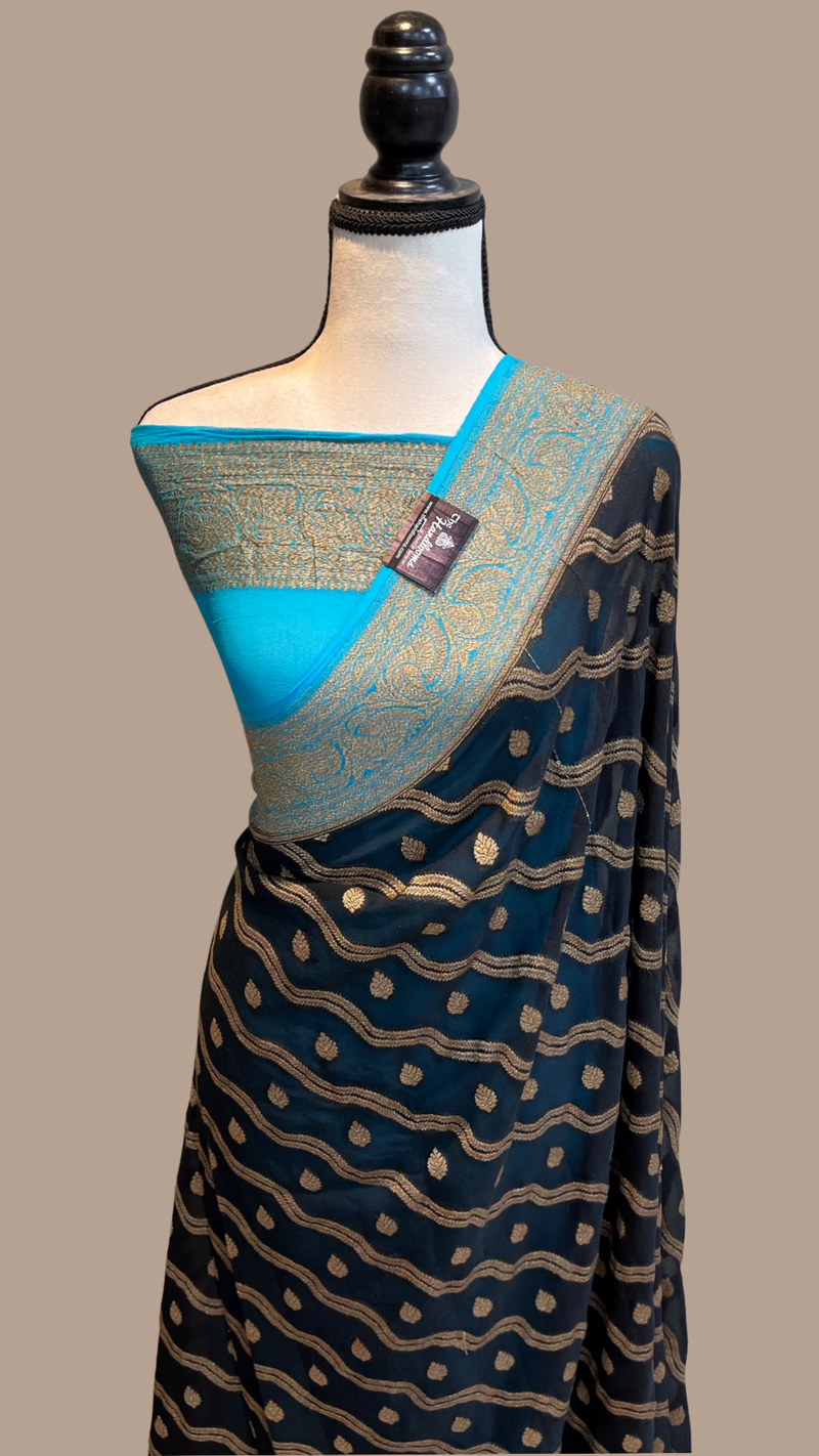 Khaddi Georgette Banarasi Saree -  Antique zari - The Handlooms