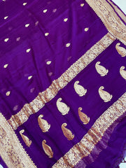 Pure Georgette Banarasi Saree - Gold zari - The Handlooms