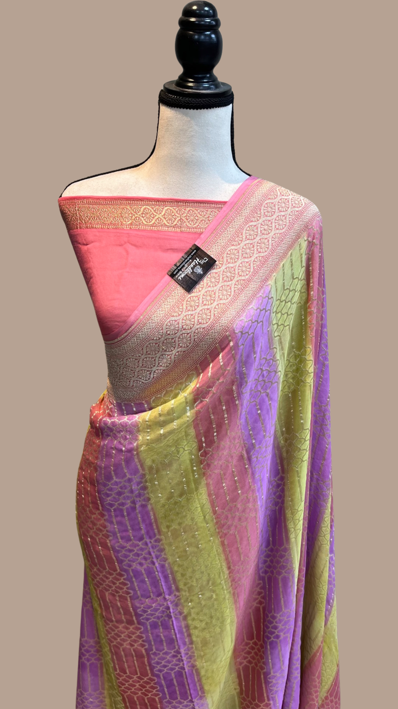Khaddi Georgette Handloom Banarasi Saree - The Handlooms