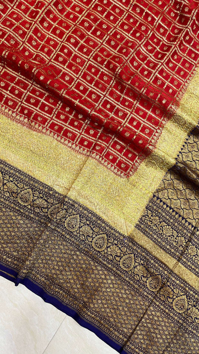 Khaddi Georgette Banarasi Saree -  Antique zari - The Handlooms