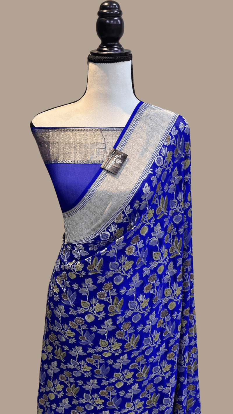 Khaddi Georgette Handloom Banarasi Saree - The Handlooms