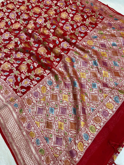 Khaddi Georgette Handloom Banarasi Saree - The Handlooms