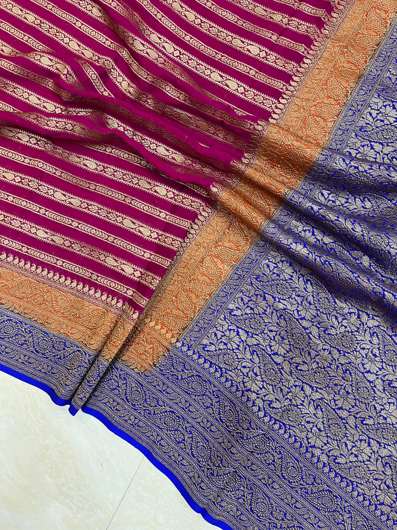 Khaddi Georgette Banarasi Saree -  Antique zari - The Handlooms