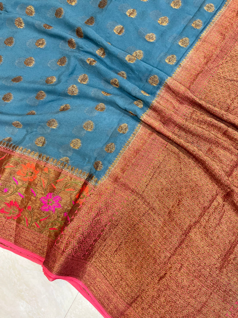 Pure Chiffon Khaddi Banarasi Saree - The Handlooms