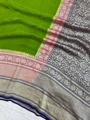 Khaddi Georgette Handloom Banarasi Saree - The Handlooms