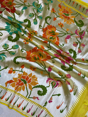 Pure Tussar Georgette Brocade Handloom Banarasi Saree - The Handlooms