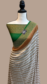 Khaddi Georgette Banarasi Saree -  Antique zari - The Handlooms