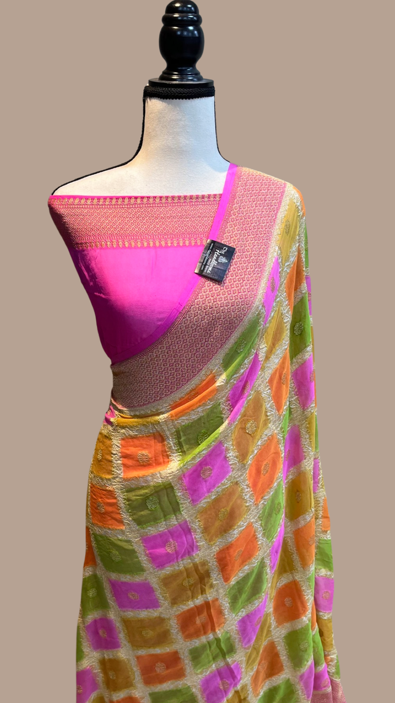 Khaddi Georgette Handloom Banarasi Saree - The Handlooms