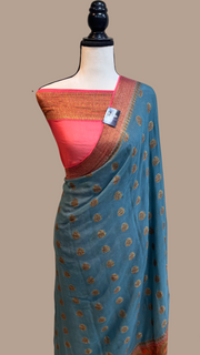 Pure Chiffon Khaddi Banarasi Saree - The Handlooms