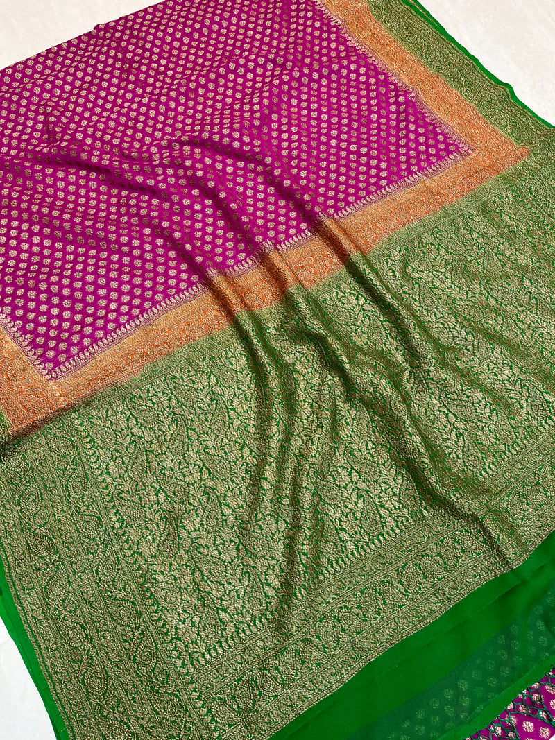 Khaddi Georgette Banarasi Saree -  Antique zari - The Handlooms