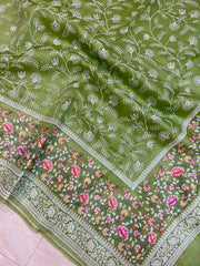 Pure Organza Chikankari Handloom Banarasi Saree - The Handlooms