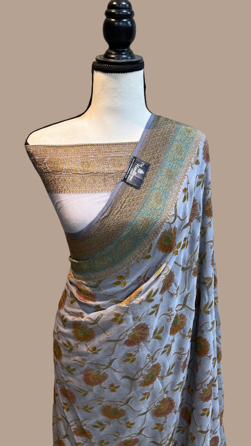 Khaddi Georgette Banarasi Saree -  Antique zari - The Handlooms