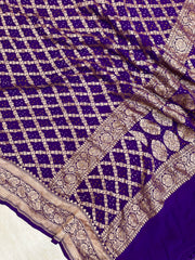 Pure Georgette Banarasi Bandhej Handloom Dupatta - The Handlooms