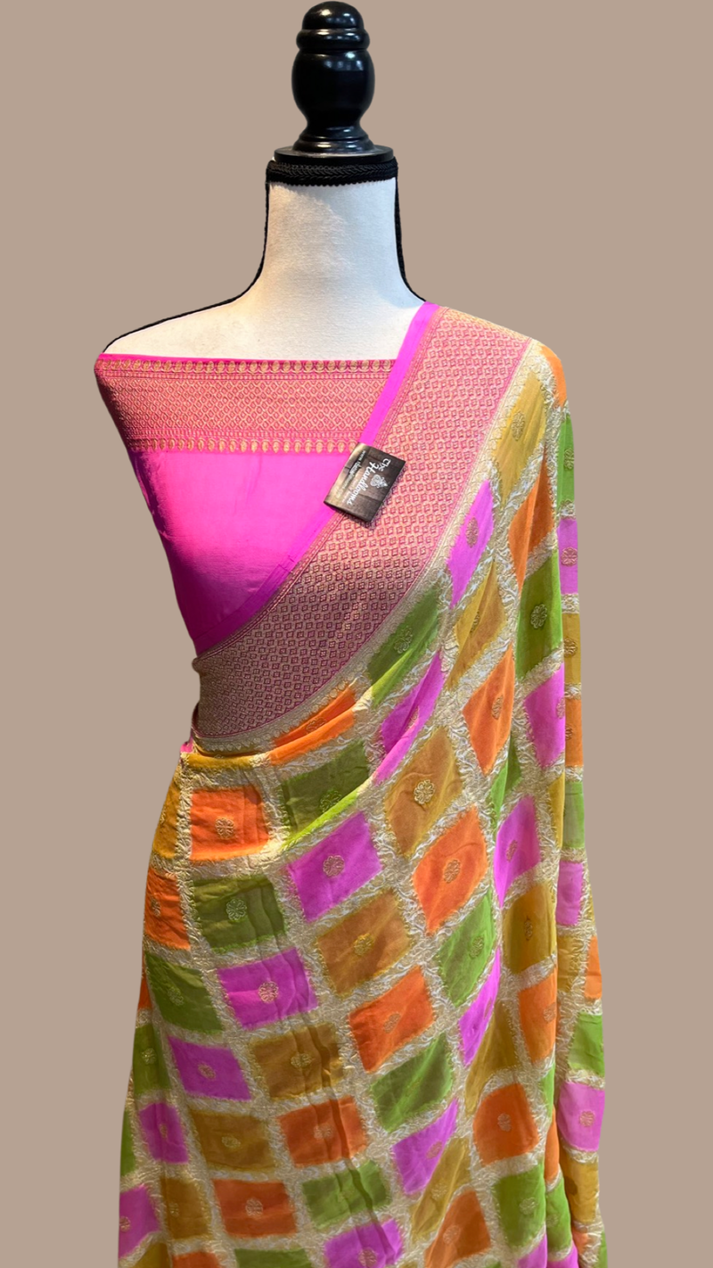 Khaddi Georgette Handloom Banarasi Saree - The Handlooms