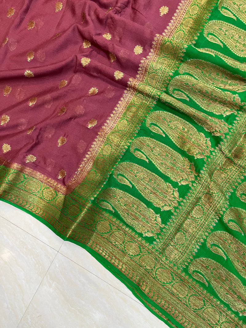Pure Chiffon Khaddi Banarasi Saree - The Handlooms