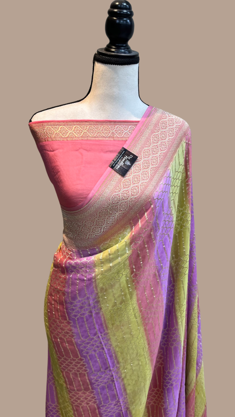 Khaddi Georgette Handloom Banarasi Saree - The Handlooms