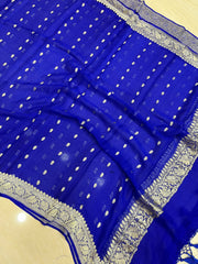 Pure Khaddi Georgette Dupatta - water zari - The Handlooms