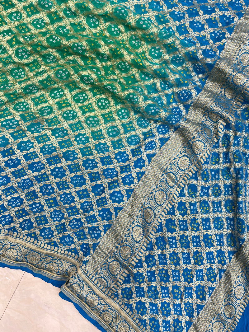 Pure Georgette Banarasi Bandhej Handloom Dupatta - The Handlooms