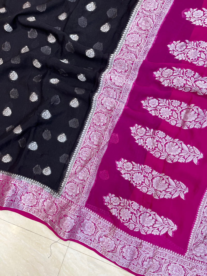 Pure Chiffon Khaddi Banarasi Saree - The Handlooms