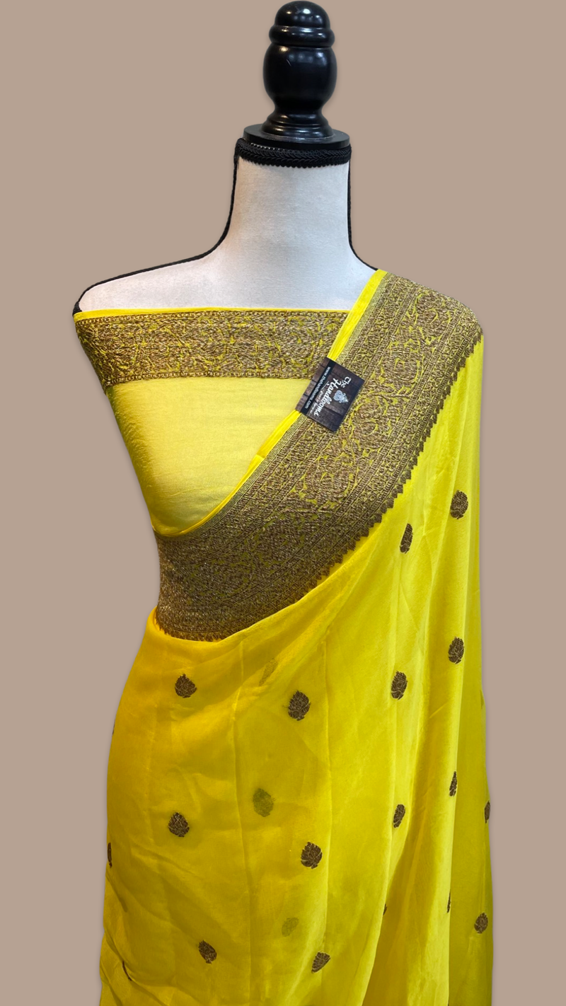 Pure Georgette Banarasi Saree - Antique Zari - The Handlooms