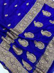 Pure Georgette Banarasi Saree - Antique Zari - The Handlooms