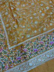 Pure Organza Chikankari Handloom Banarasi Saree - The Handlooms